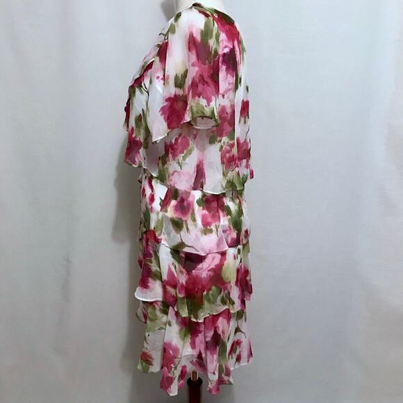 SLNY NWT Knee Length Tiered Flutter Sleeves Dress Women Various - Picture 7 of 11